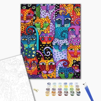 Картина по номерам Тварини, птахи та риби - Цветные коты