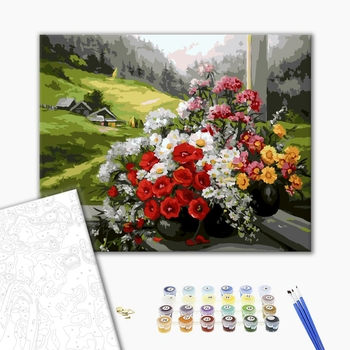 Картина по номерам Квіти - Букети на вікні
