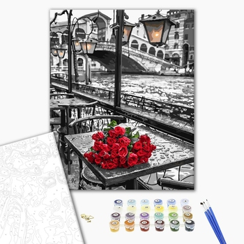 Картина по номерам Квіти - Троянди під дощем