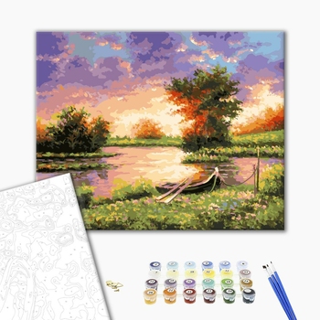 Картина по номерам Природа - Закат на озере