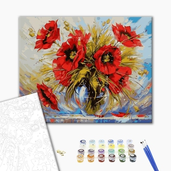 Картина по номерам Квіти - Букет маків