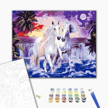 Картина по номерам Тварини, птахи та риби - Белые лошади