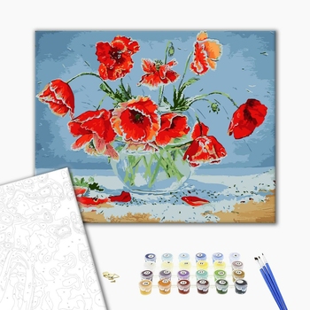 Картина по номерам Квіти - Маки у вазі