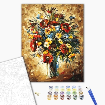 Картина по номерам Квіти - Пестрый букет