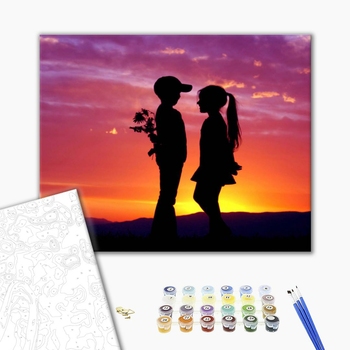 Картина по номерам Діти та ангели - На заході сонця