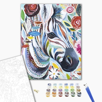 Картина по номерам Тварини, птахи та риби - Цветная зебра