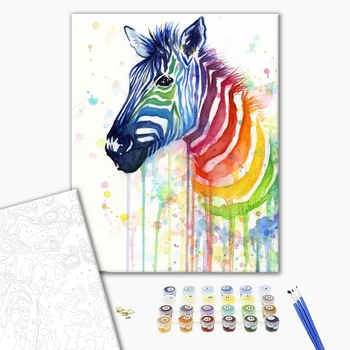 Картина по номерам Тварини, птахи та риби - Акварельная зебра