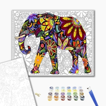 Картина по номерам Тварини, птахи та риби - Цветочный слон