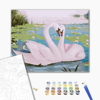 Картина по номерам Тварини, птахи та риби - Прекрасные лебеди