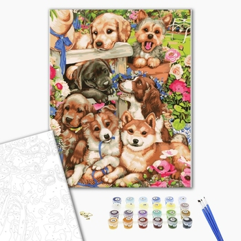 Картина по номерам Тварини, птахи та риби - Озорные щенки