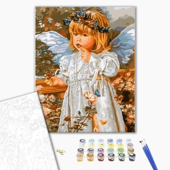 Картина по номерам Діти та ангели - Дівчинка-янголятко