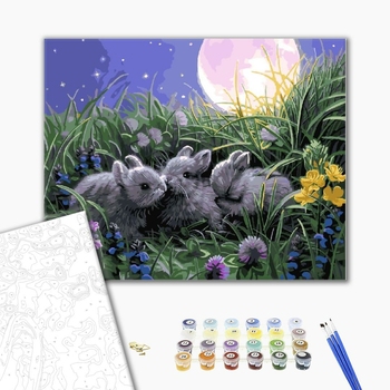 Картина по номерам Тварини, птахи та риби - Милые зайчата