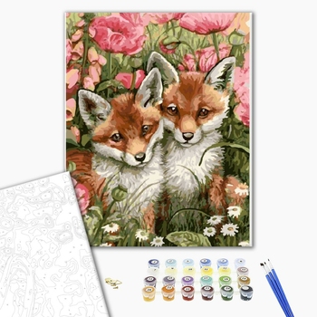 Картина по номерам Тварини, птахи та риби - Лисята