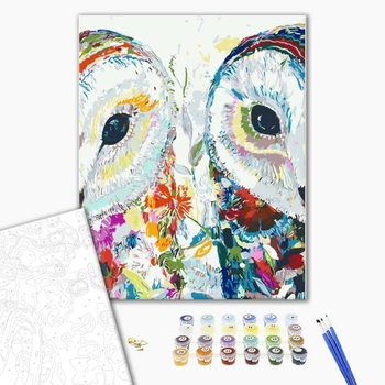 Картина по номерам Тварини, птахи та риби - Цветочные совушки