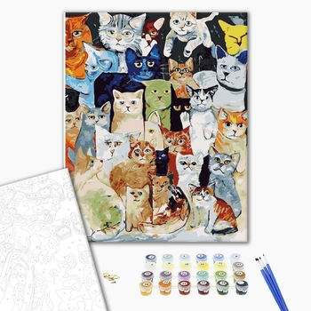 Картина по номерам Тварини, птахи та риби - Кошачий коллаж