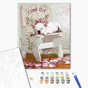 Картина по номерам Тварини, птахи та риби - Спящий бульдог