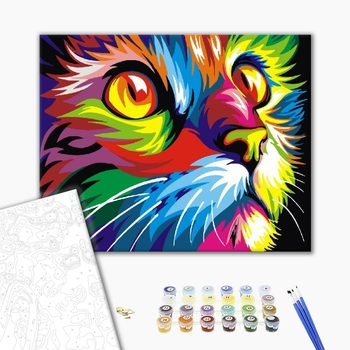 Картина по номерам Поп Арт - Веселковий кіт