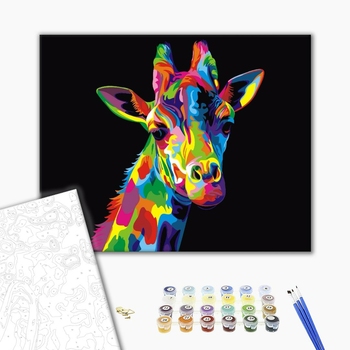 Картина по номерам Поп Арт - Веселковий жираф