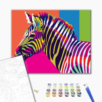 Картина по номерам Поп Арт - Райдужна зебра