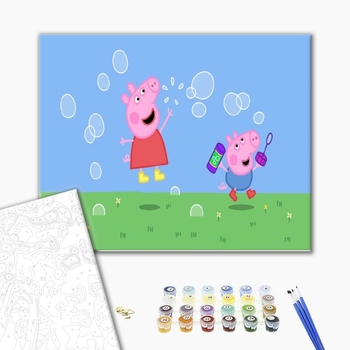 Картина по номерам Мультфільми, комікси, аніме - Свинка Пеппа Мыльные пузыри