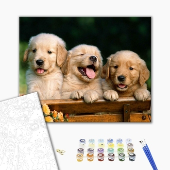 Картина по номерам Тварини, птахи та риби - Щенки