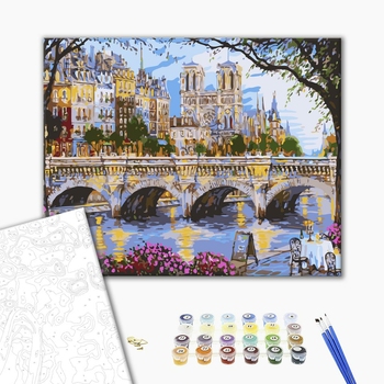 Картина по номерам Города - Вечір на березі річки Сени