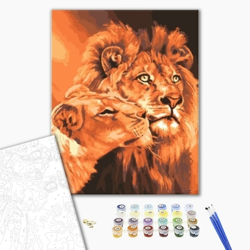 Картина по номерам Тварини, птахи та риби - Закохані леви