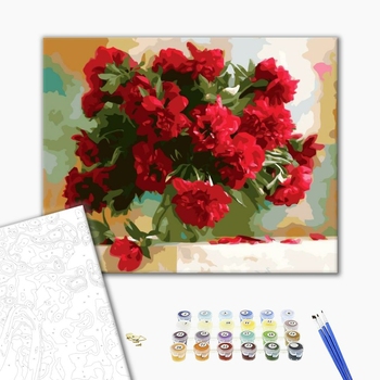 Картина по номерам Квіти - Червоні піони