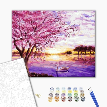 Картина по номерам Природа - Сакура на заході