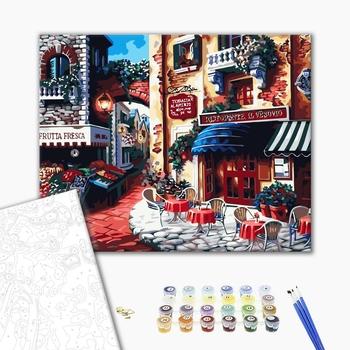 Картина по номерам Пейзажі - Кафе на углу улицы