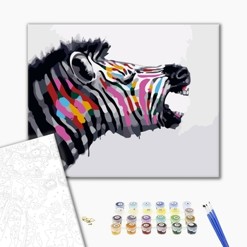 Картина по номерам Тварини, птахи та риби - Зебра поп-арт