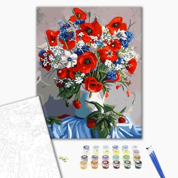 Картина по номерам Квіти - Маки у вазі