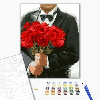 Картина по номерам Квіти - Червоні троянди