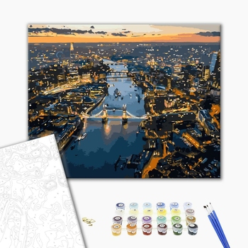 Картина по номерам Города - Захід сонця над містом