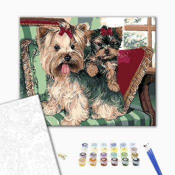 Картина по номерам Тварини, птахи та риби - Йоркширские терьеры