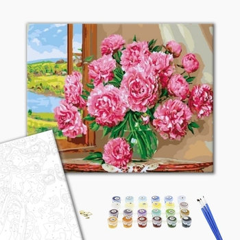 Картина по номерам Квіти - Яскраві піони