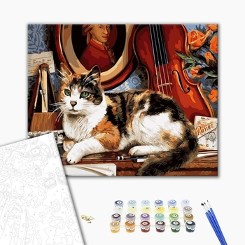 Картина по номерам Тварини, птахи та риби - Кот и скрипка