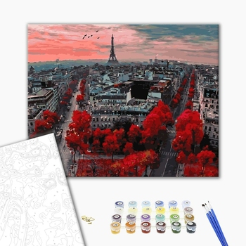 Картина по номерам Города - Червоні фарби в Парижі