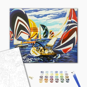 Картина по номерам Кораблі, автомобілі та літаки - Яскраві вітрильники