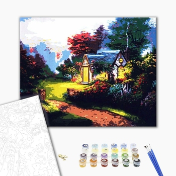 Картина по номерам Пейзажі - Домик в леcу