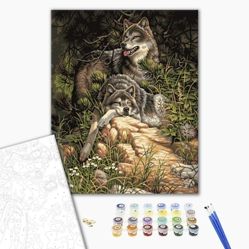 Картина по номерам Тварини, птахи та риби - Два волка