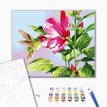 Картина по номерам Квіти - Колибри