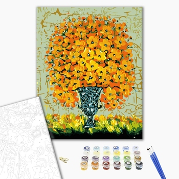 Картина по номерам Квіти - Нарисованный букет в вазе