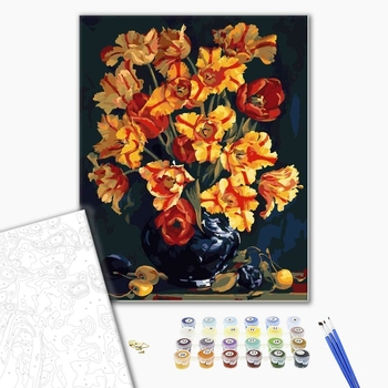 Картина по номерам Квіти - Тюльпаны и сливы