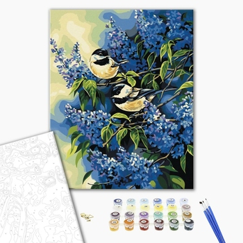 Картина по номерам Тварини, птахи та риби - Синицы на ветке