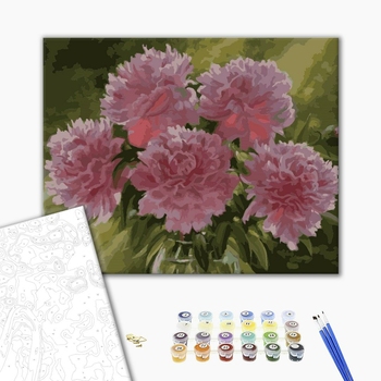 Картина по номерам Квіти - Розовые пионы в вазе