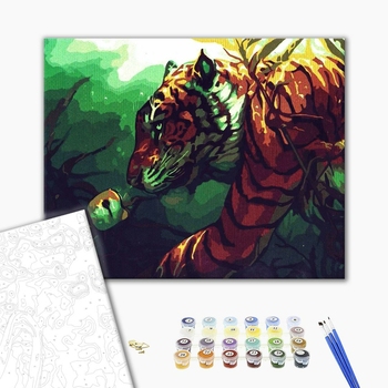 Картина по номерам Тварини, птахи та риби - Тигр и рыбка