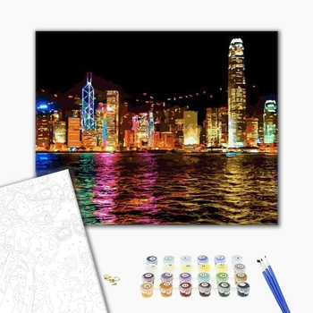 Картина по номерам Города - Нічний Гонконг