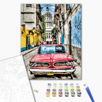 Картина по номерам Пейзажі - Винтажное авто в старой Гаване