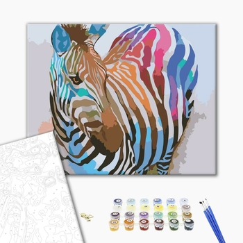 Картина по номерам Тварини, птахи та риби - Зебра поп арт